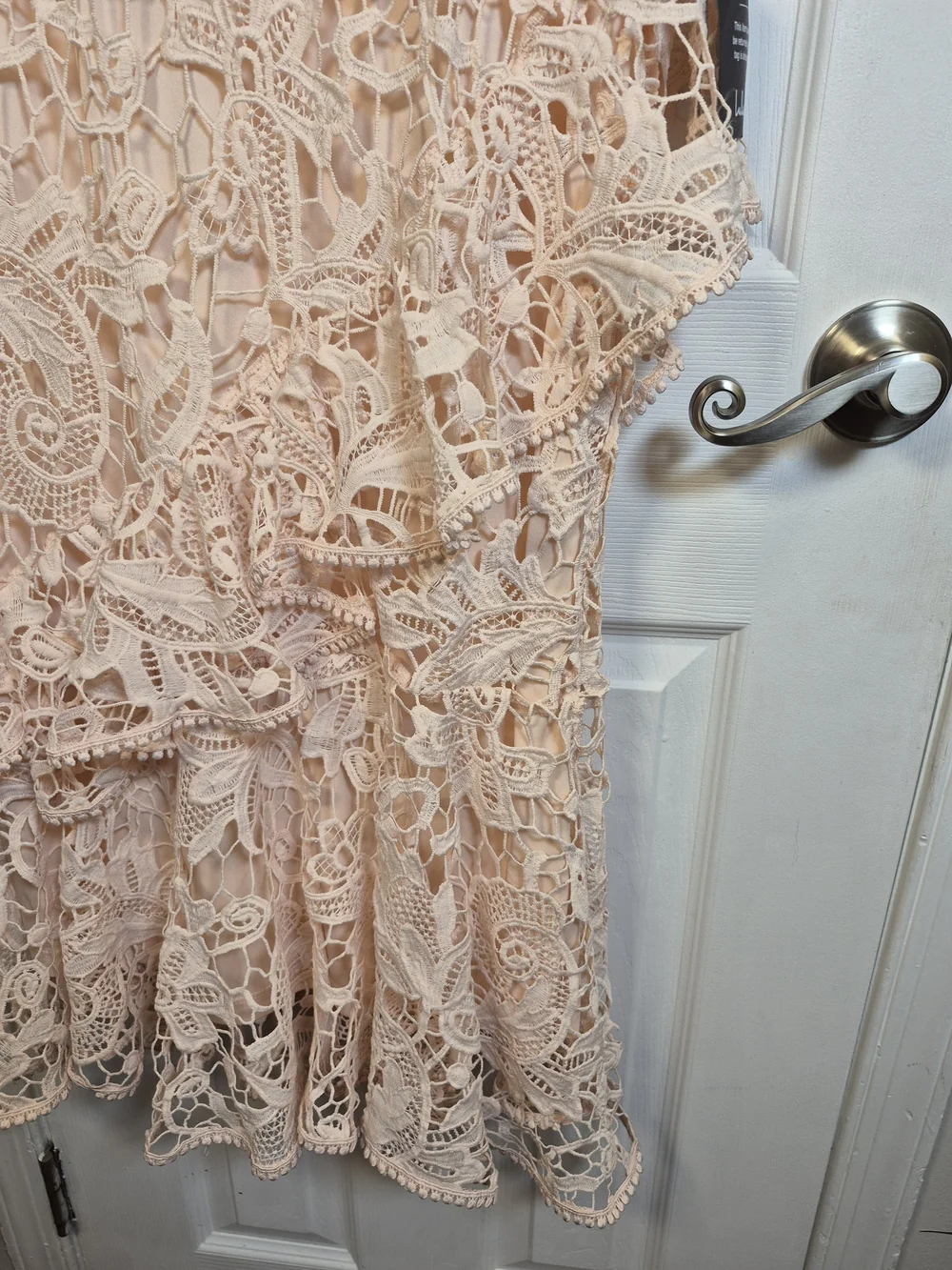 NWT Lulus Briarwood Blush Pink Lace Ruffled Midi Dress Cottagecore Wedding Guest - Picture 7 of 9